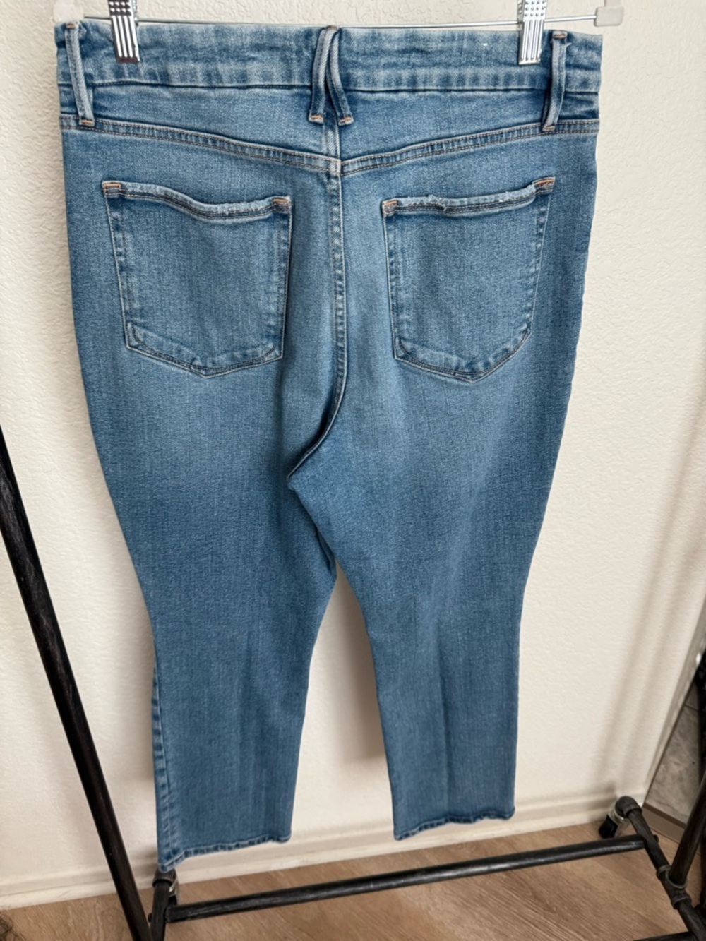 Good American High-Rise Distressed Straight Jeans - Medium Wash - Picture 7 of 10